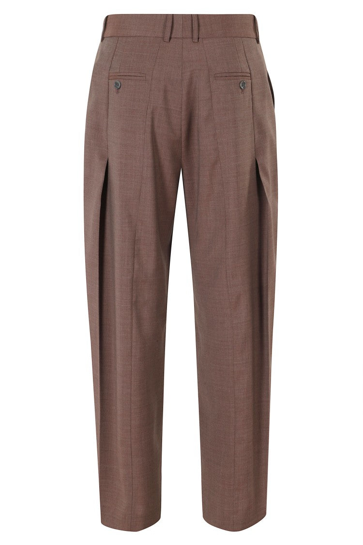Erika Cavallini Brown Alfio Tailored Straight-Leg Virgin Wool Pants