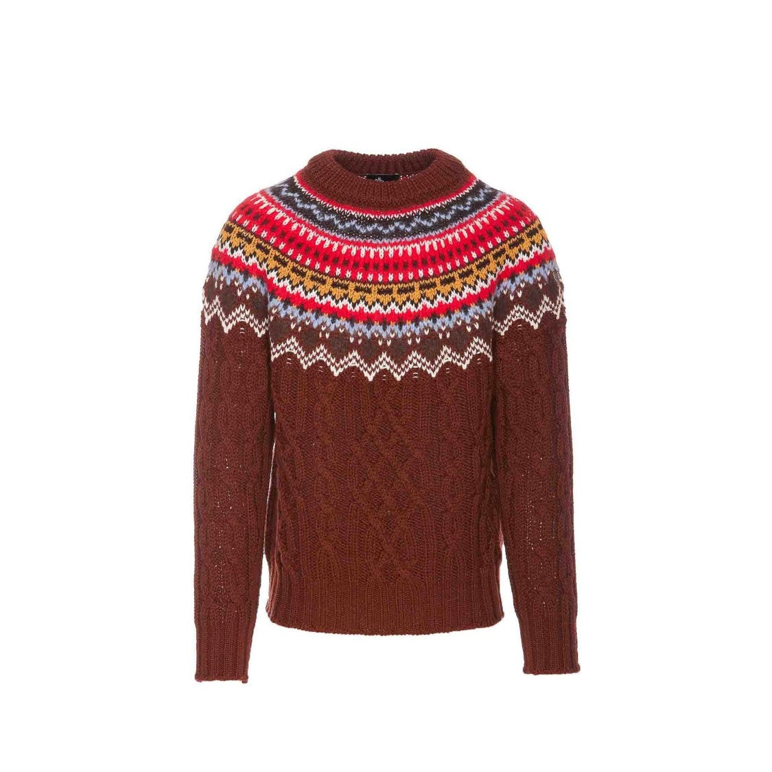 Moncler Grenoble Fair Isle Intarsia Cable-Knit Wool Jumper