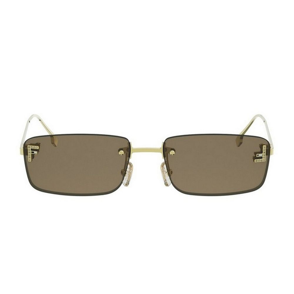 Fendi First Crystal Rectangular Rimless Sunglasses