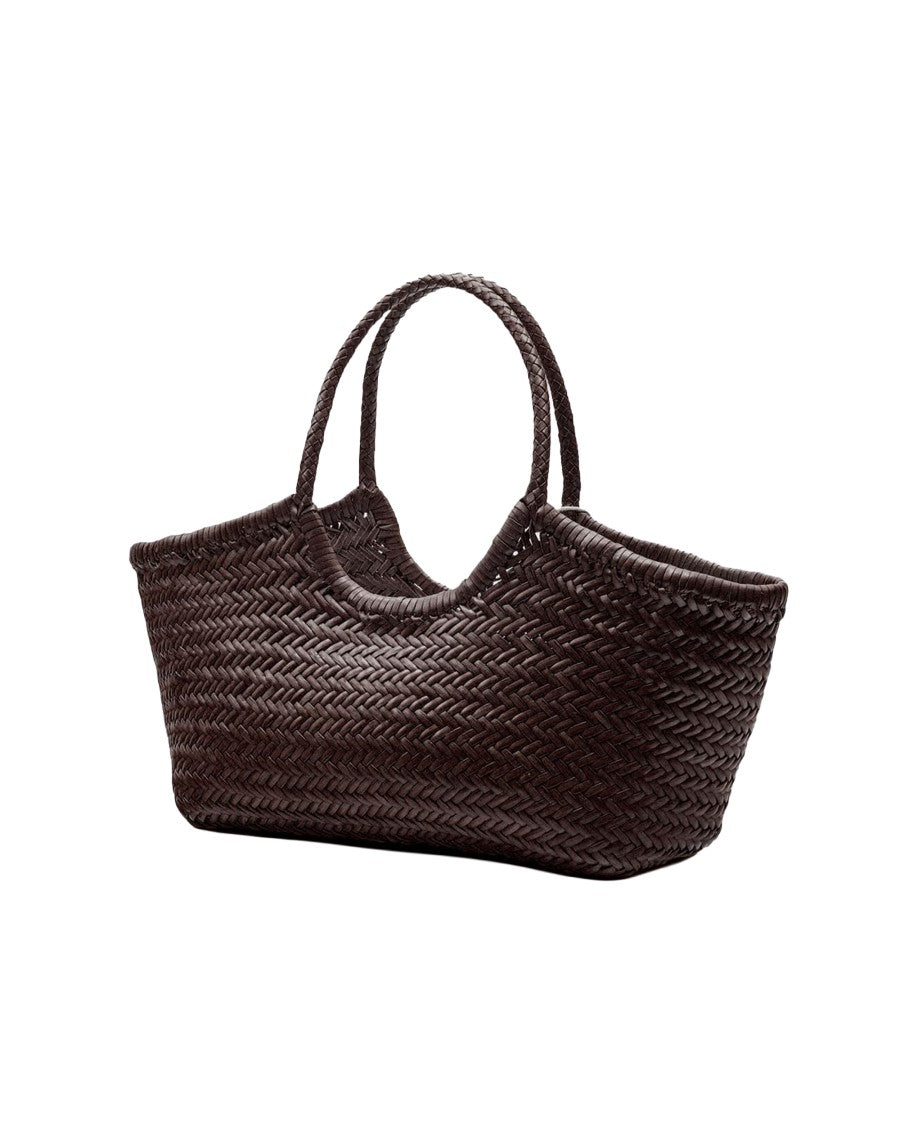 Dragon Diffusion Nantucket Basket Big Dark Brown Handwoven Leather Shoulder Bag