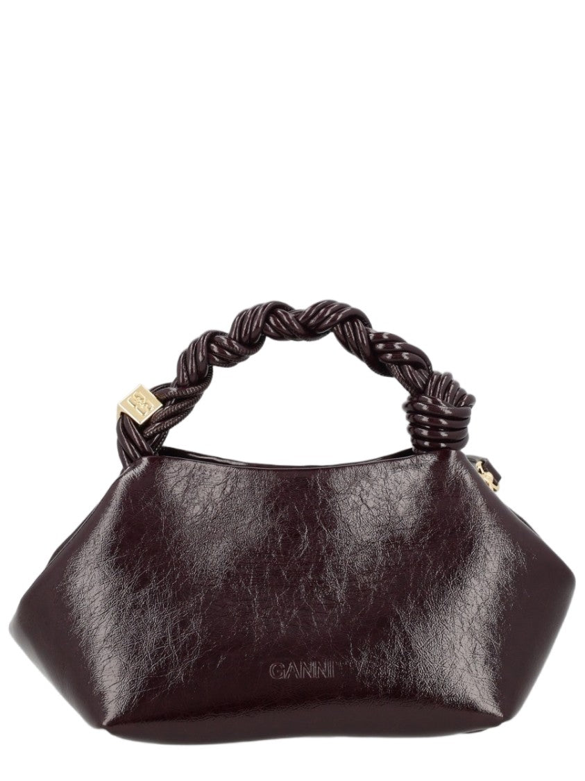 Ganni Glossy Twisted Handle Gold-Accent Shoulder Bag