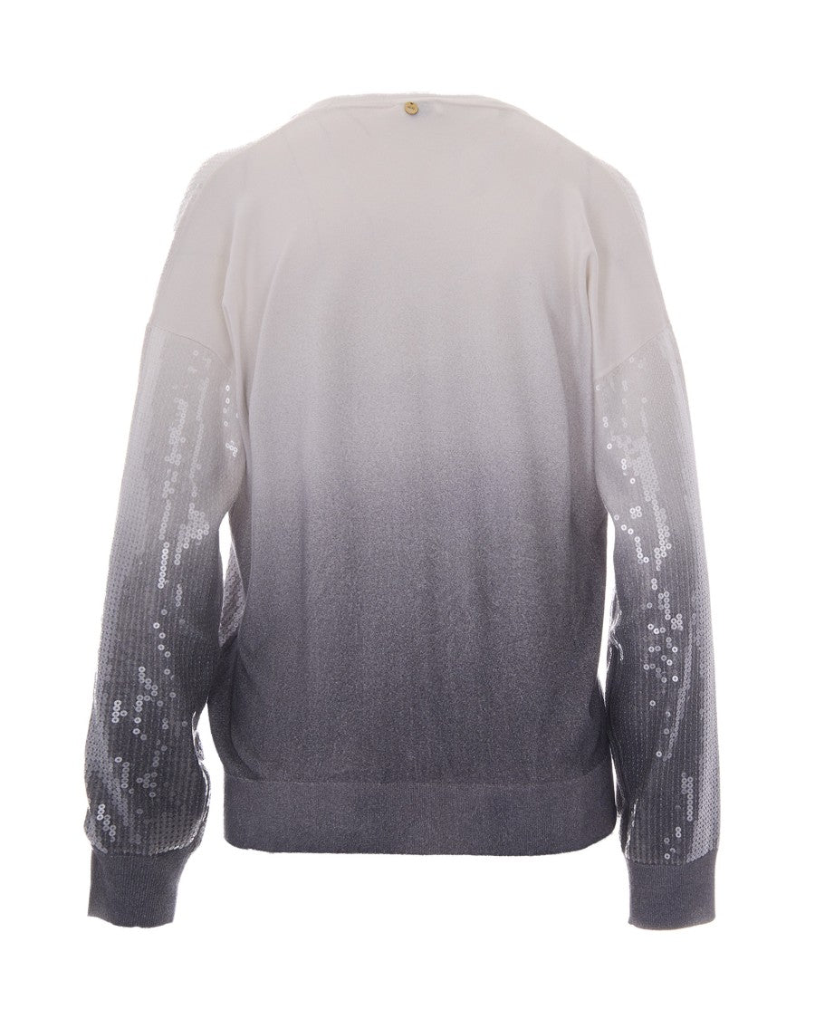 Liu Jo Gray Shaded Sequin Viscose-Blend Cardigan