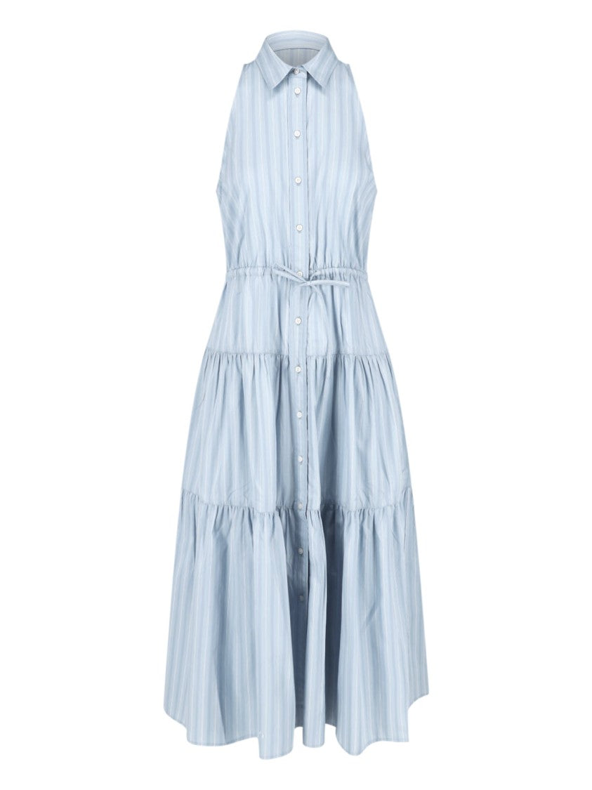 Polo Ralph Lauren Blue Tiered Sleeveless Striped Dress