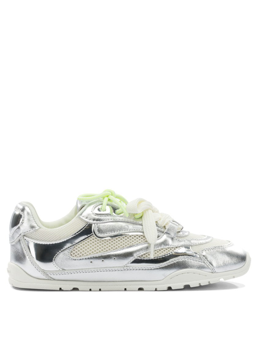 Pinko Silver Sneakers With Leather