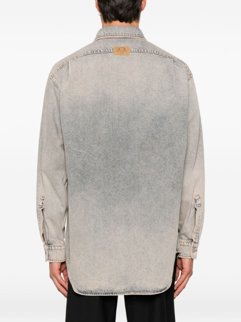 Moschino Washed Grey Silk And Nylon Casual Shirt