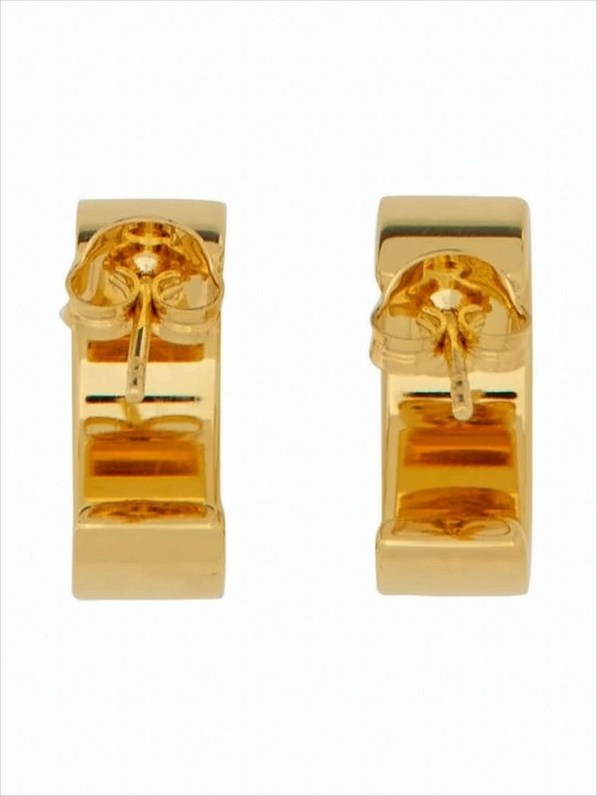 Mm6 By Maison Margiela Polished Brass Earrings With Rectangular Design