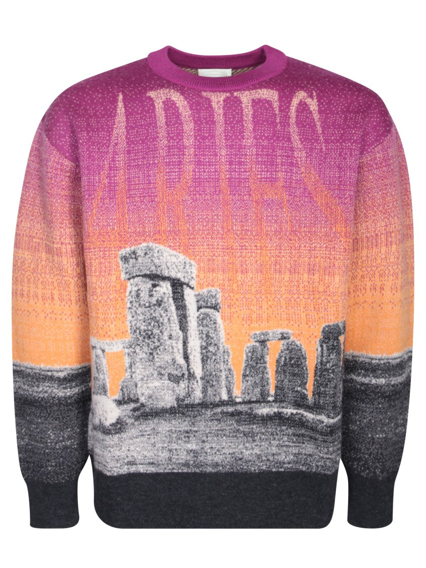 Aries Multicolor Intarsia-Knit Motif Sweater
