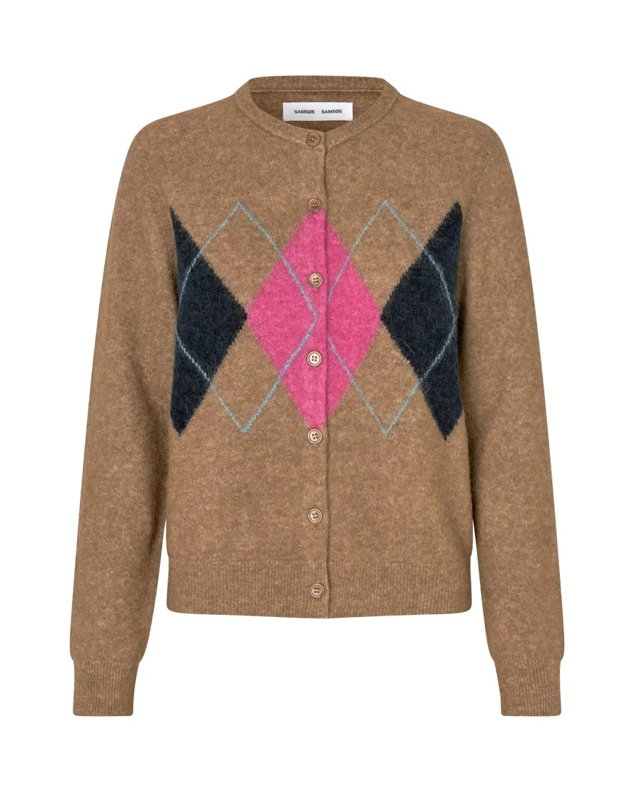 Samsøe Samsøe Lead Gray Sanor Argyle Short Cardigan