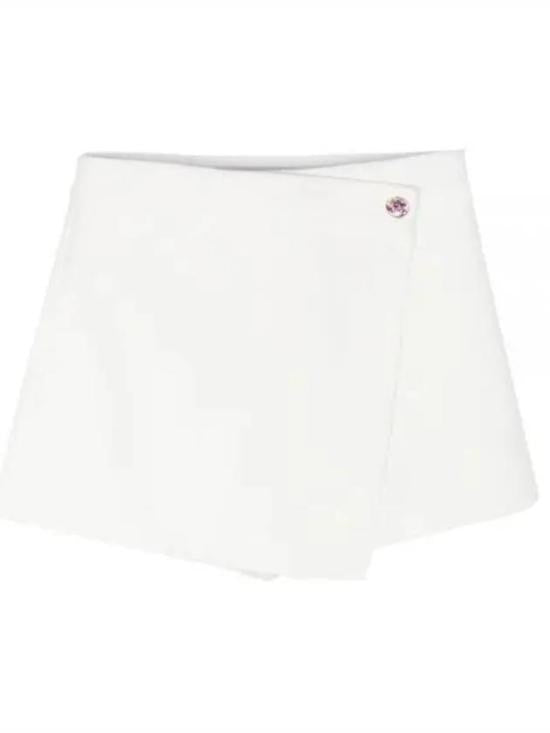 Msgm Wrap-Style White Shorts With Single Button Closure