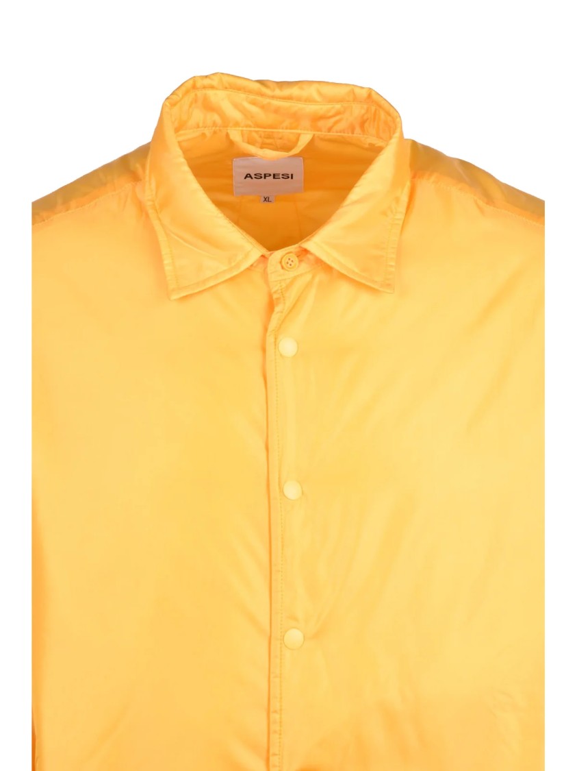 Aspesi Yellow Padded Snap Button Polyamide Shirt
