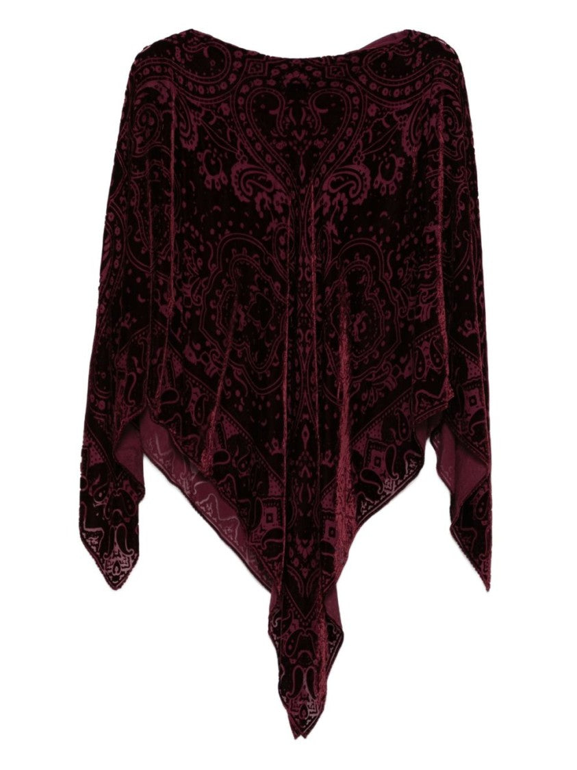Etro Poncho-Style Bordeaux Coat