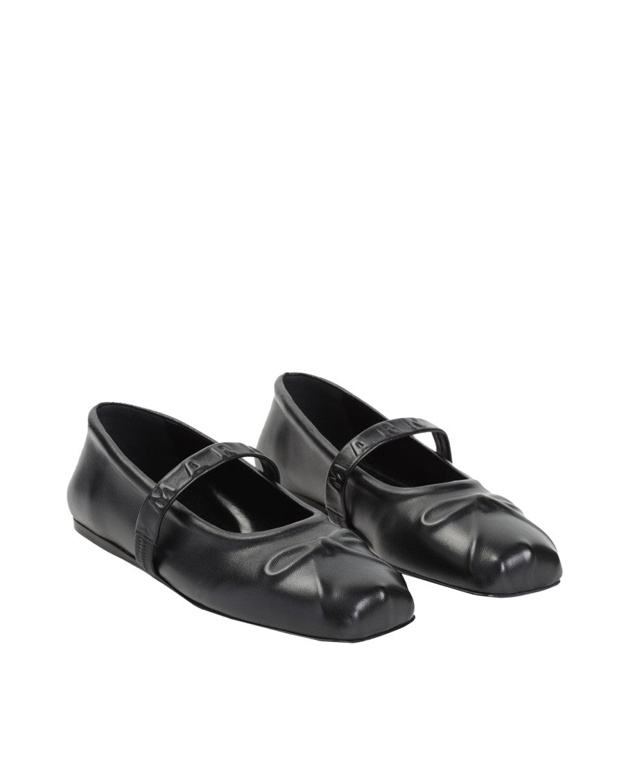 Marni Black Leather Mary Jane Flats