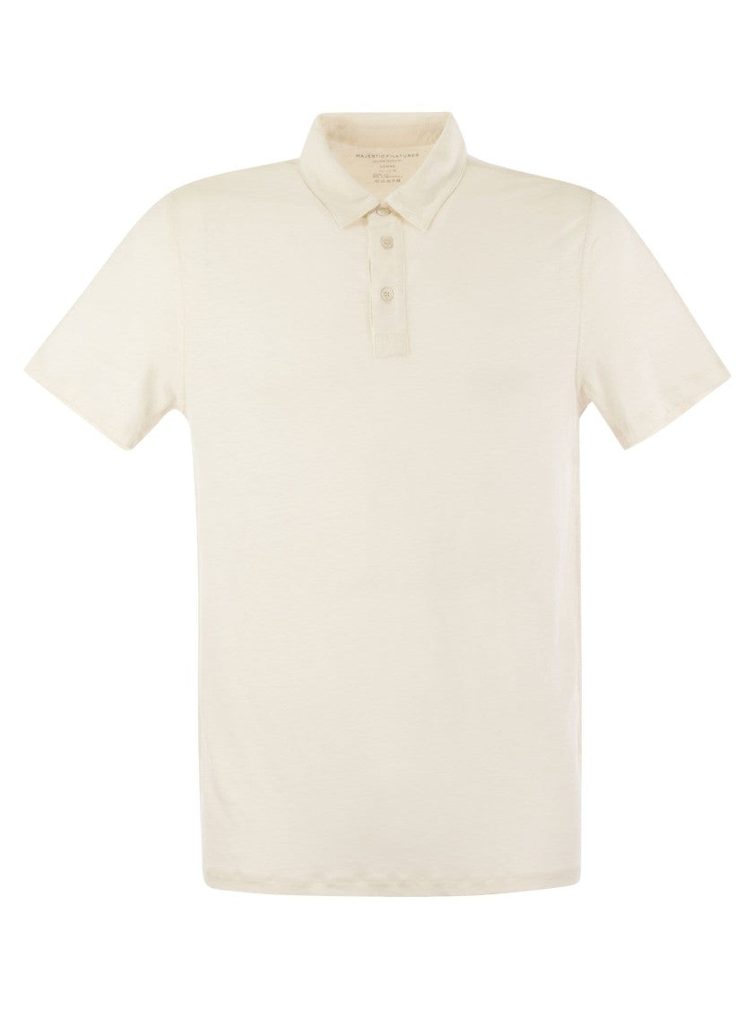 Majestic Linen Short-Sleeved Polo Shirt