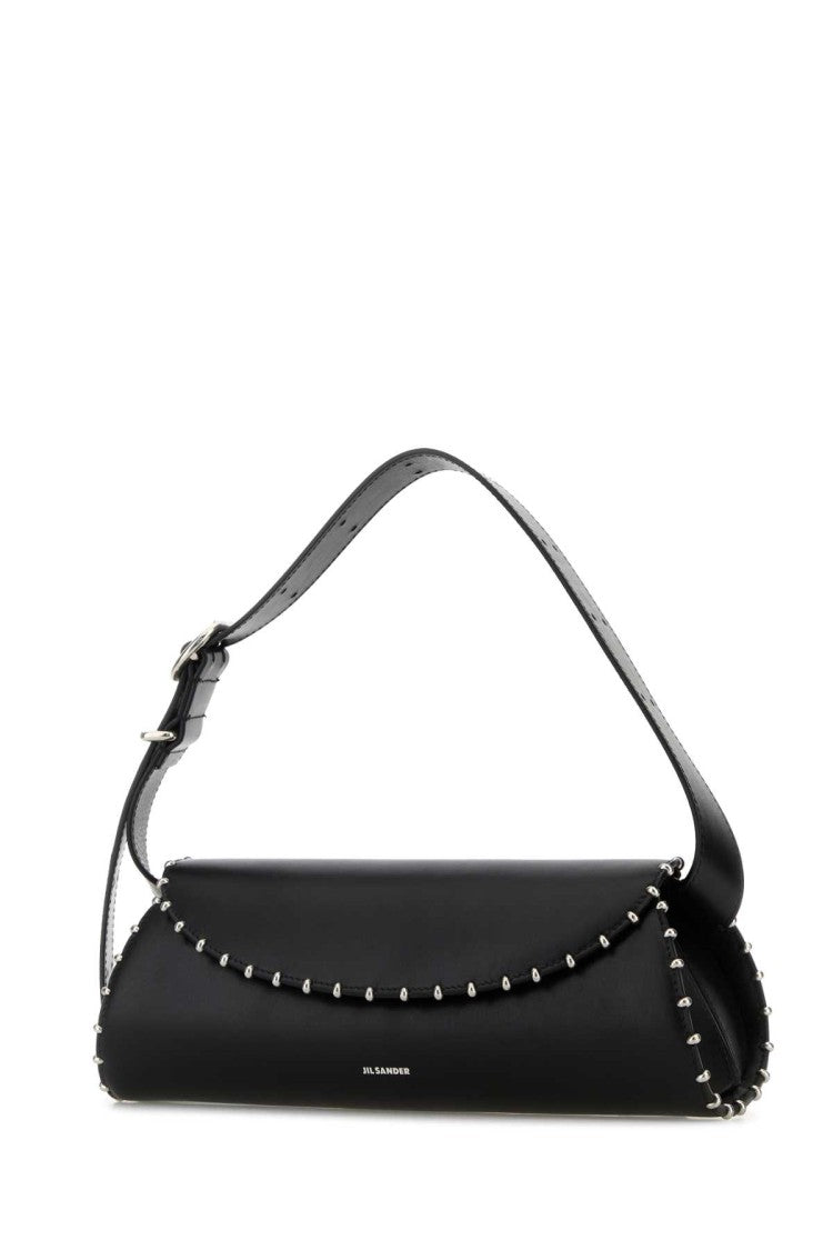 Jil Sander Black Leather Cannolo Crossbody Bag