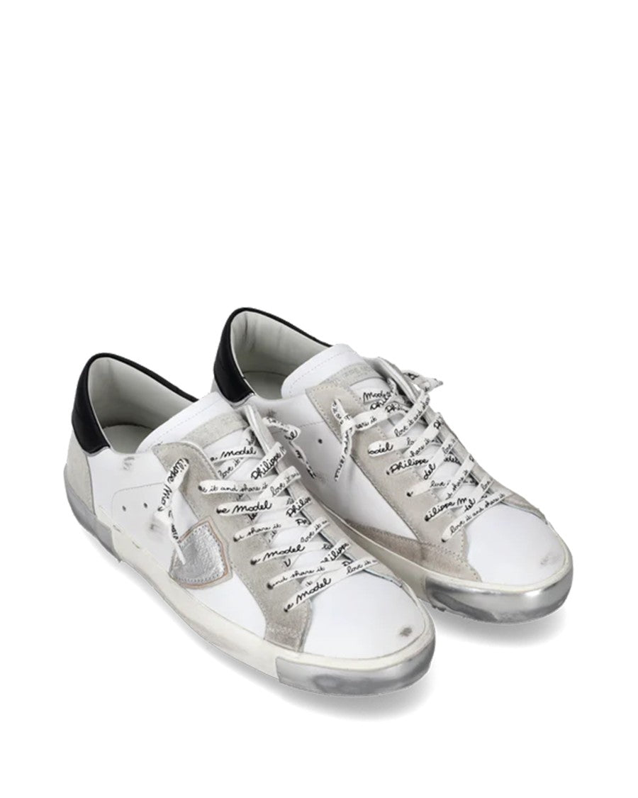 Philippe Model Men's Prsx Low Sneakers In White/Silver