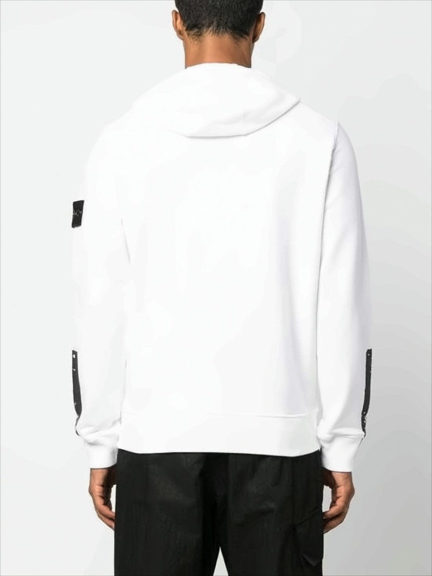 Stone Island White Hoodie With Paint-Splatter Details