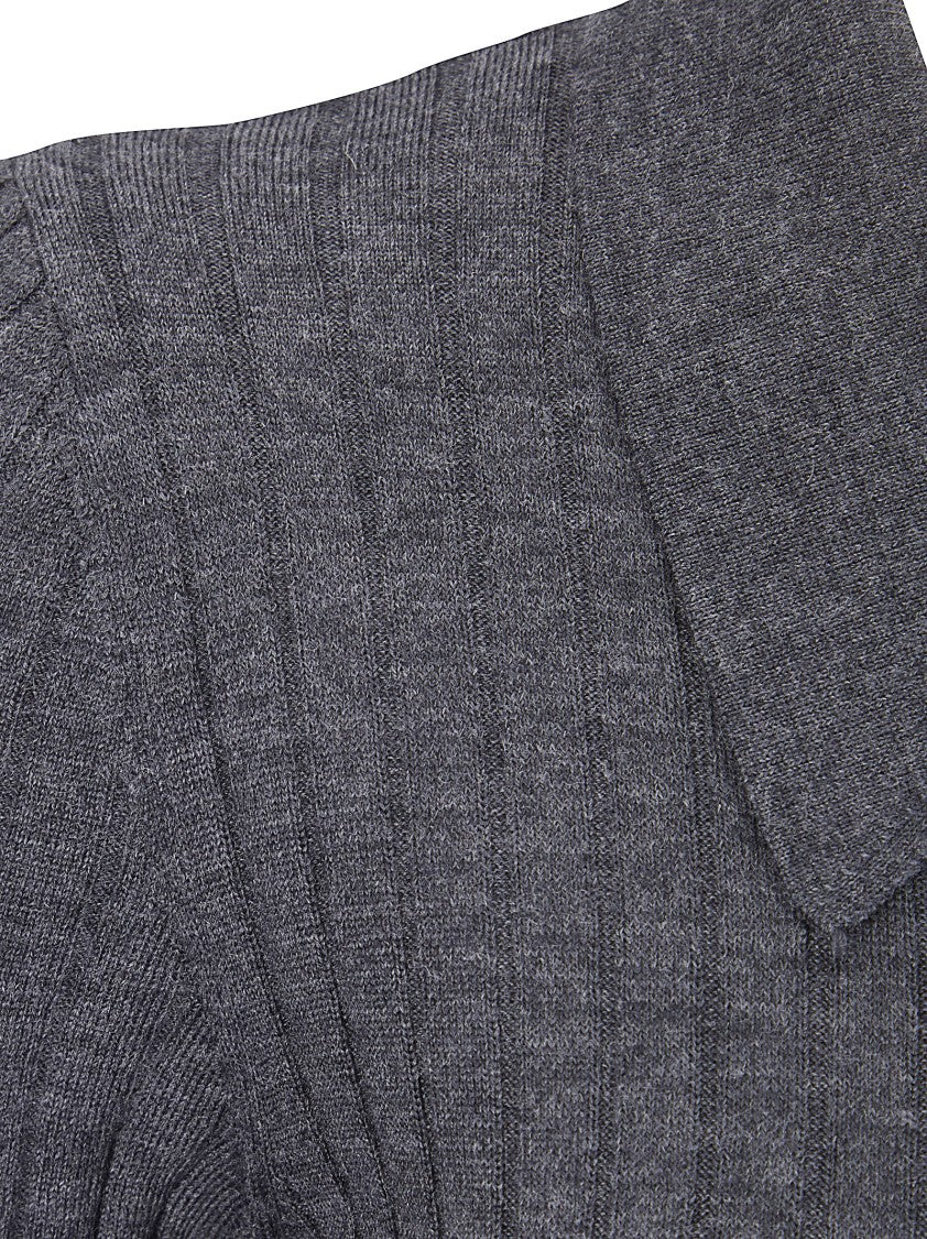 A.P.C. Beige Ribbed Wool Slim-Fit Long-Sleeve Polo