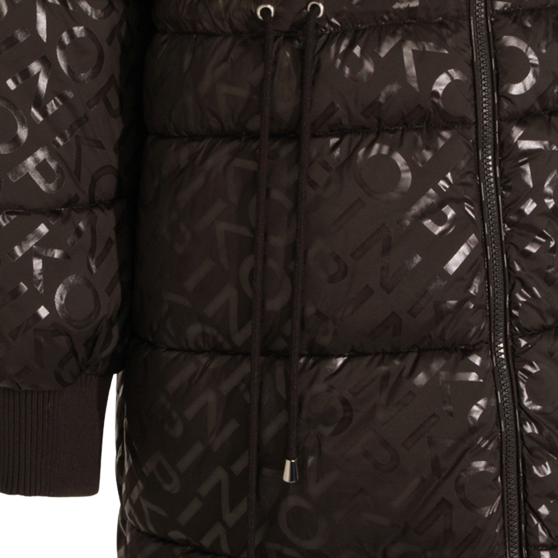 Pinko Long Padded Coat With Quilted Design And Glossy Monogram