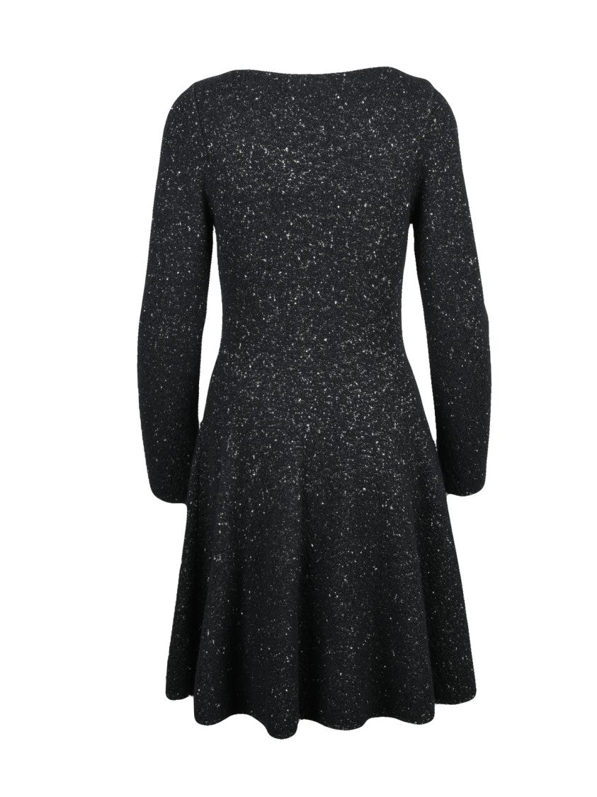 Valenti Black Sparkling Knit Wool-Blend Mini Dress