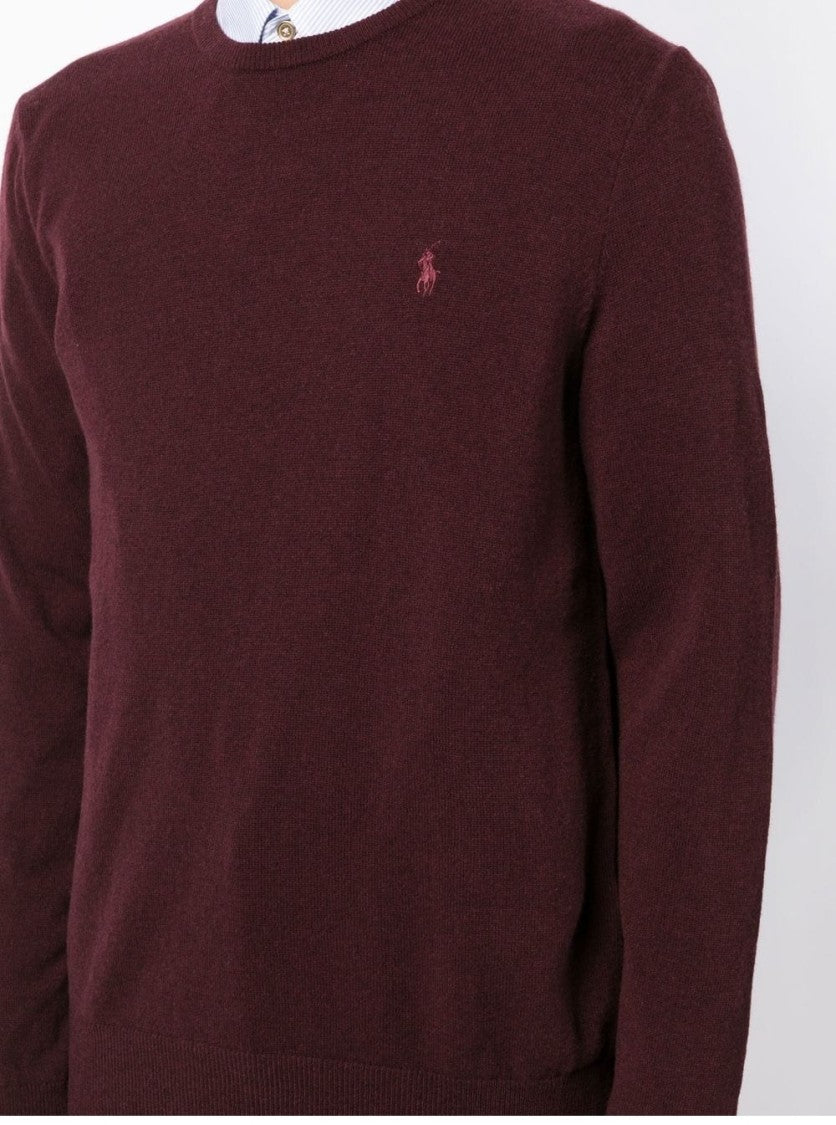 Polo Ralph Lauren Burgundy Wool Crew Neck Pullover