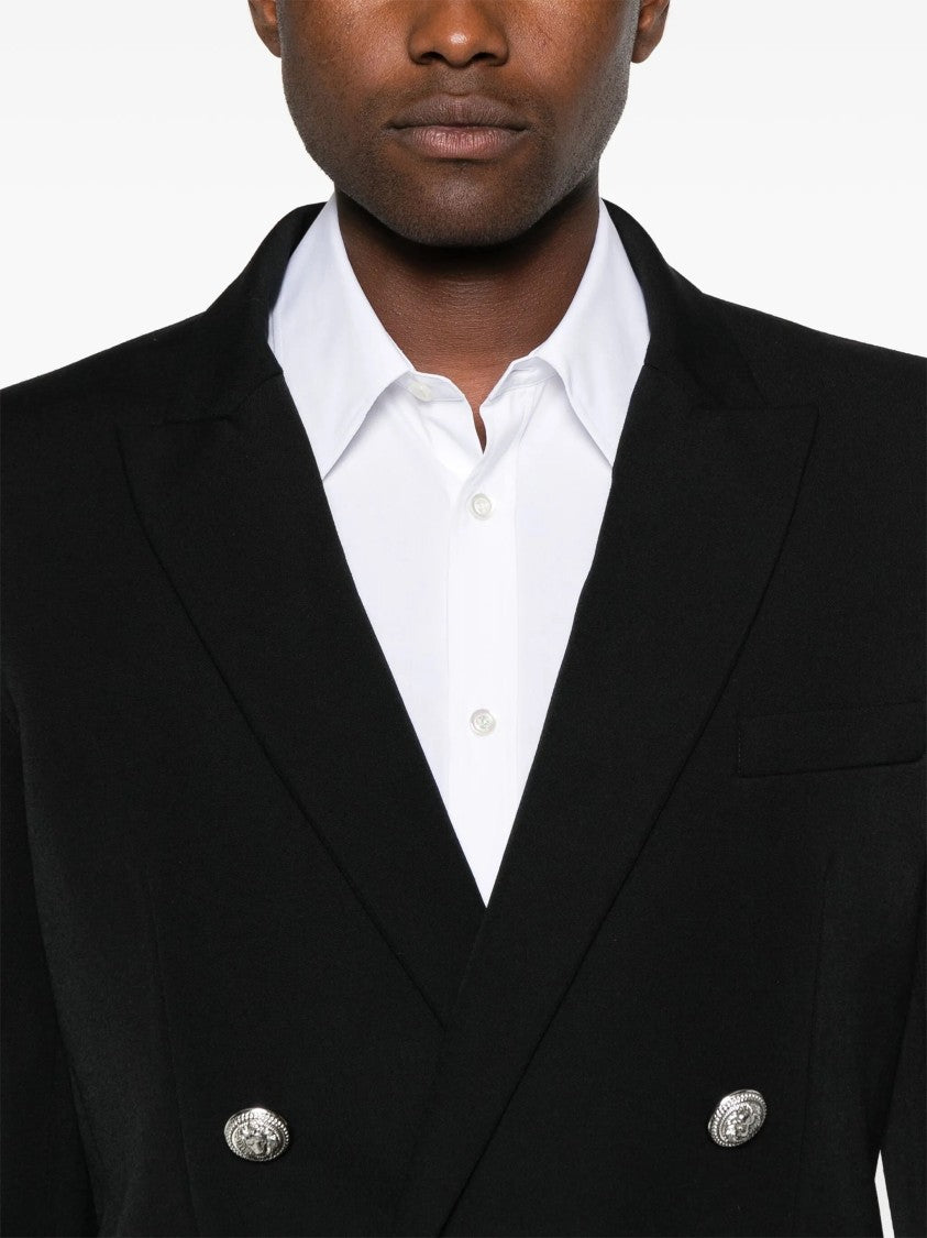 Balmain Black Fitted Collection Double-Breasted Wool Blazer