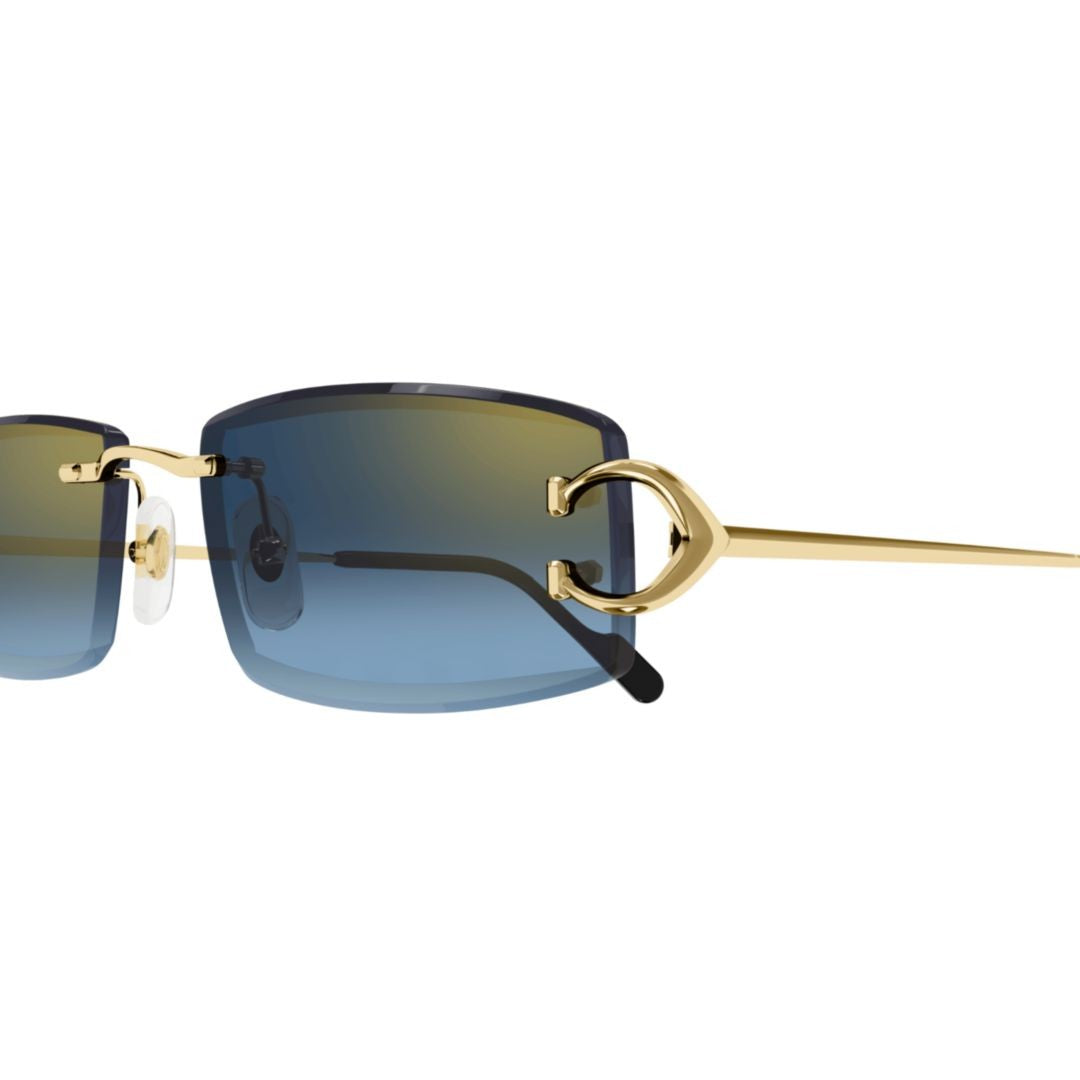 Cartier Rimless Rectangular Sunglasses With Gradient Blue Lenses