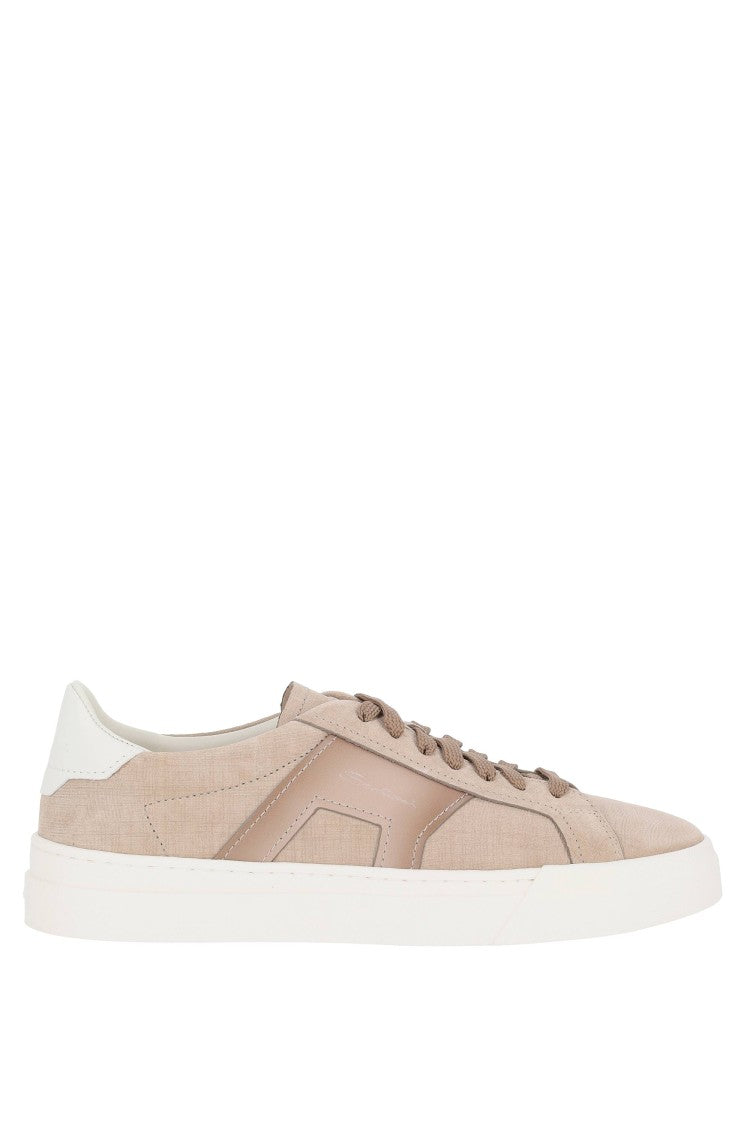 Santoni Leather Double Buckle Sneakers