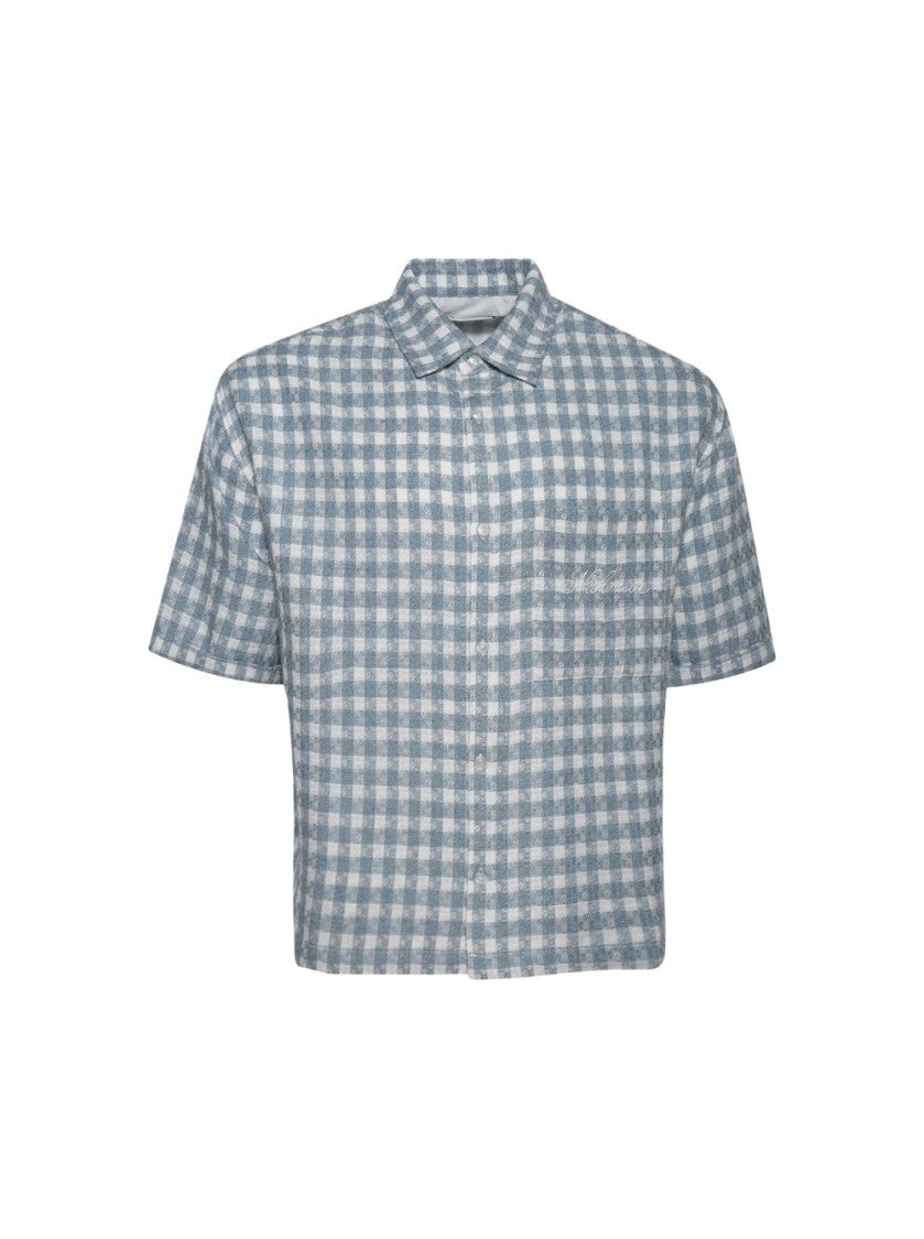 Nahmias Plaid Cropped Shirt Steel Blue