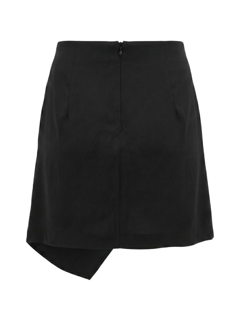 Elisabetta Franchi Black Asymmetrical Wrap Knot Mini Skirt