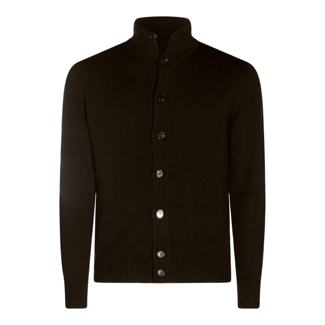 Zanone Dark Brown High-Neck Cardigan