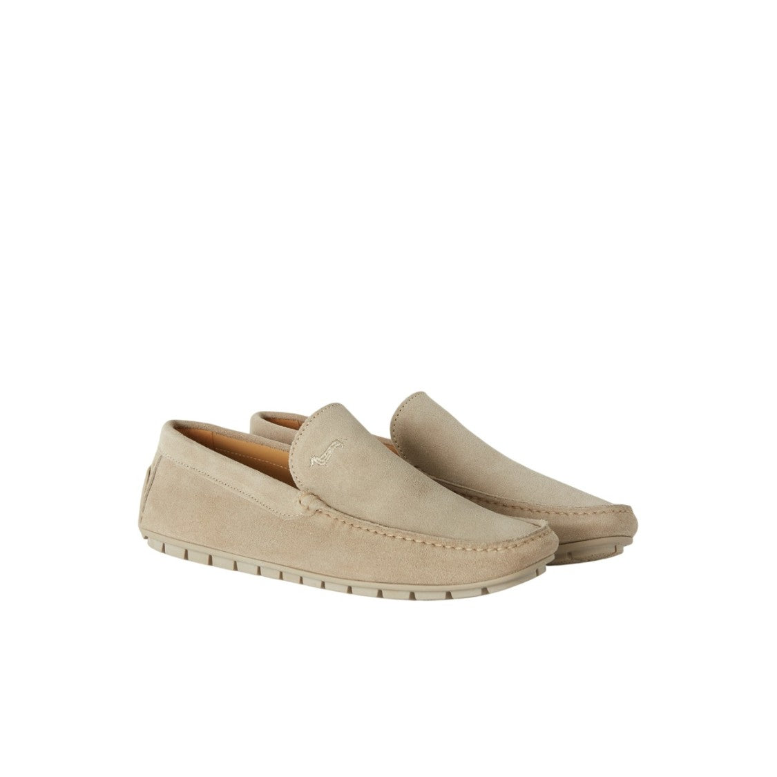 Harmont & Blaine Beige Suede Moccasins With Flexible Rubber-Studded Sole