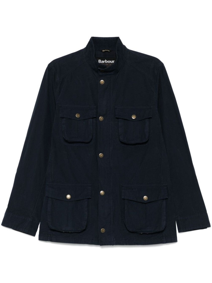 Barbour Structured Blue Jacket With Flap Pockets