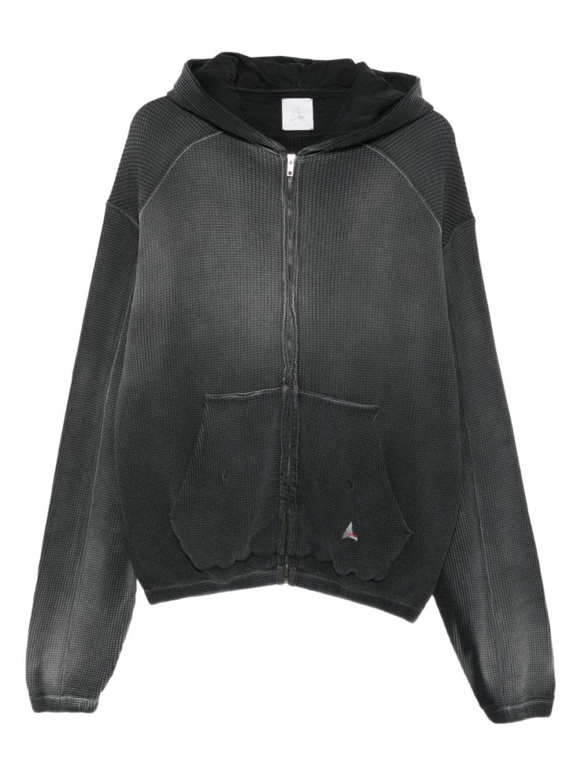 Roa Textured Black Zip-Up Sweater