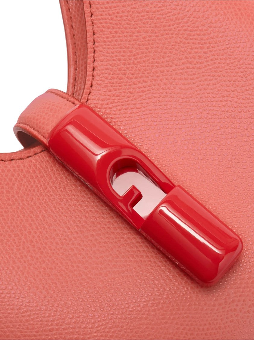 Furla Iride Mini Hobo Red Textured Leather Bag