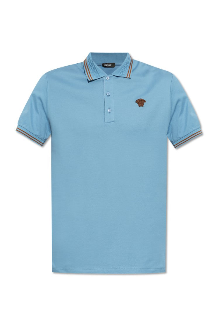 Versace Classic Blue Cotton Polo Shirt