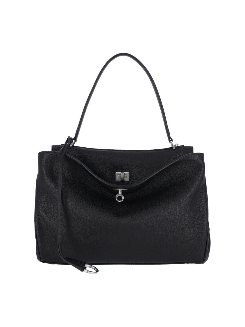 Balenciaga Textured Black Calfskin Shoulder Bag