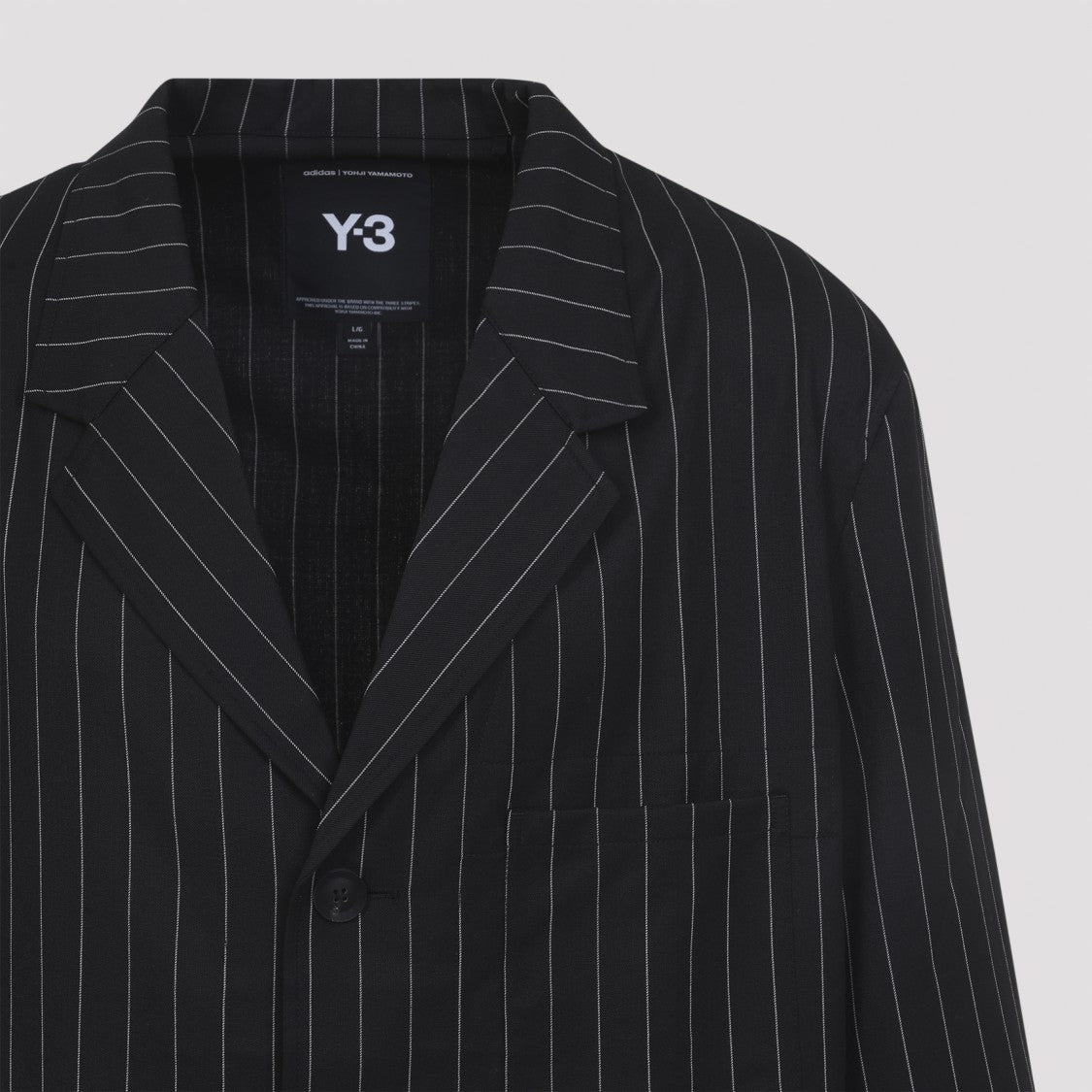 Y-3 Tailored Black Pinstripe Jacket With Notched Lapel