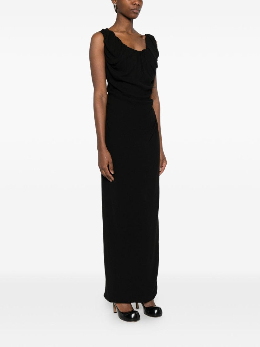 Vivienne Westwood Black Draped Square Neck Bodycon Dress