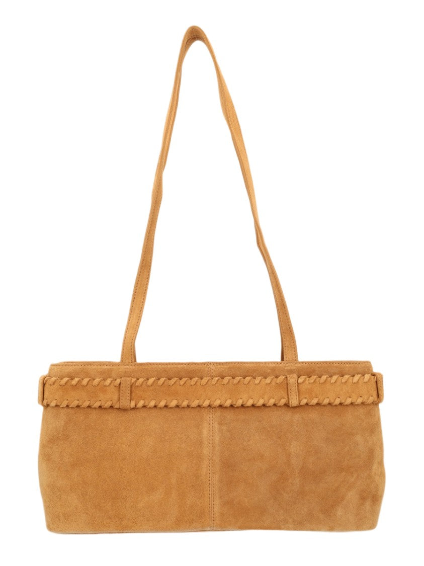 Osoi Suede Leather Shoulder Bag With Braided Belt Detail
