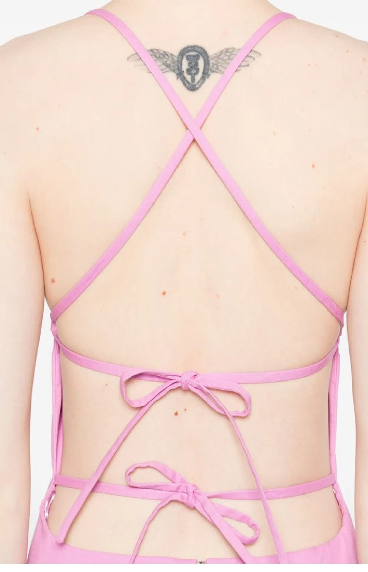 Msgm Fitted Mini Dress With Floral Appliqués