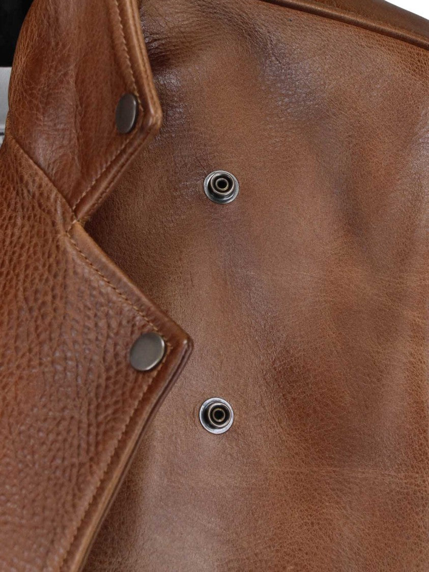 Maison Margiela Brown Worn-In Effect Calfskin Leather Jacket