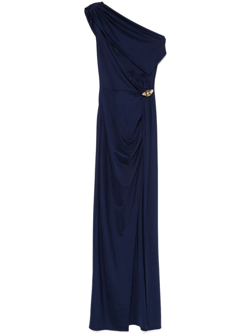 Elisabetta Franchi Draped One-Shoulder Dress With Side Slit