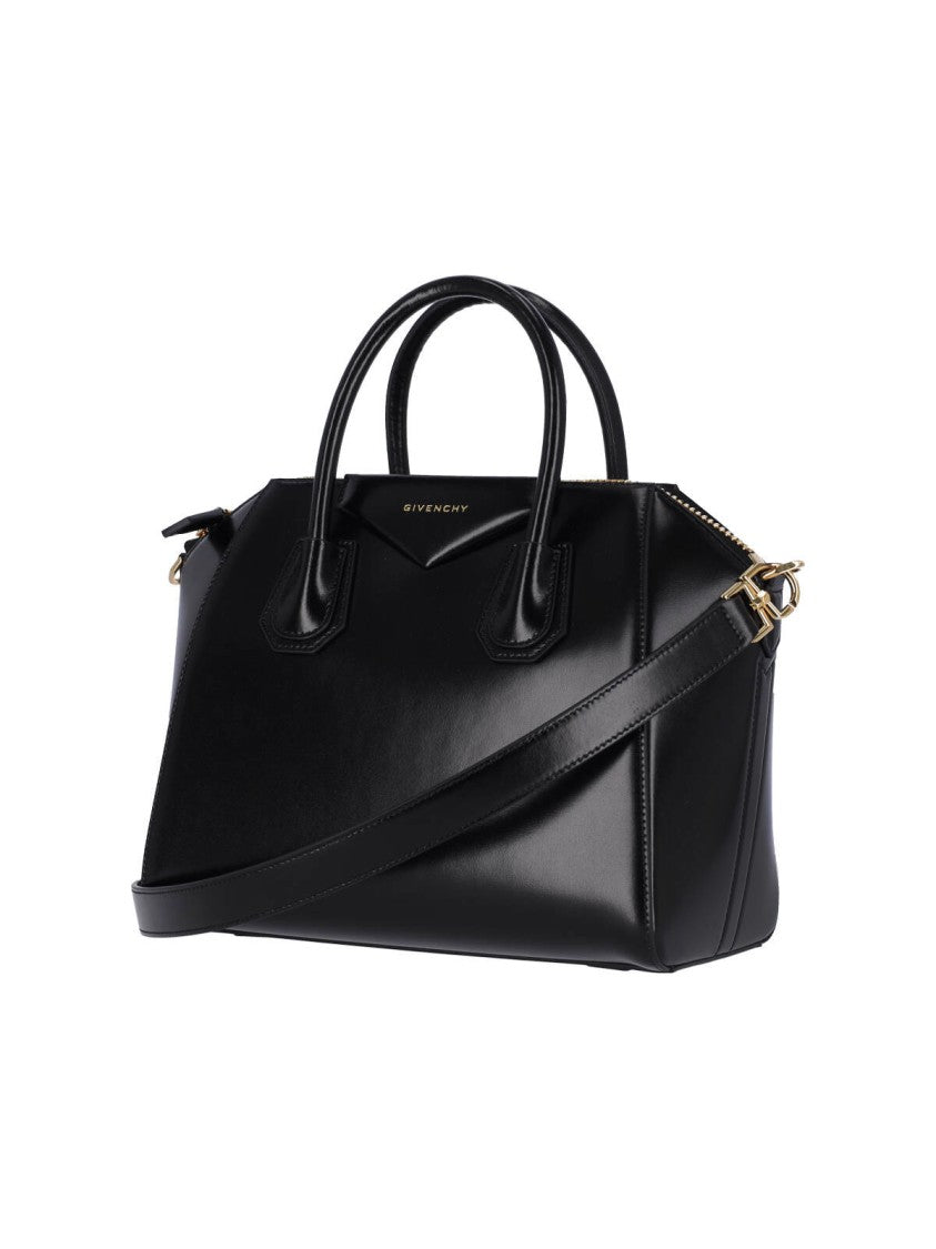 Givenchy Structured Black Leather Antigona Handbag With Adjustable Strap