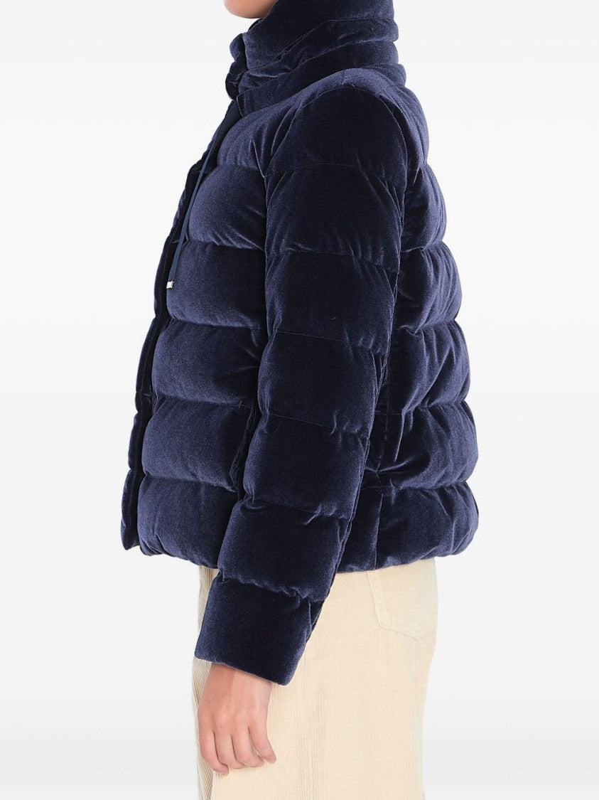 Herno Plush Quilted Blue Coat