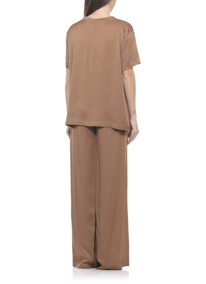 Fabiana Filippi Brown Lightpoint Detail V-Neck T-Shirt