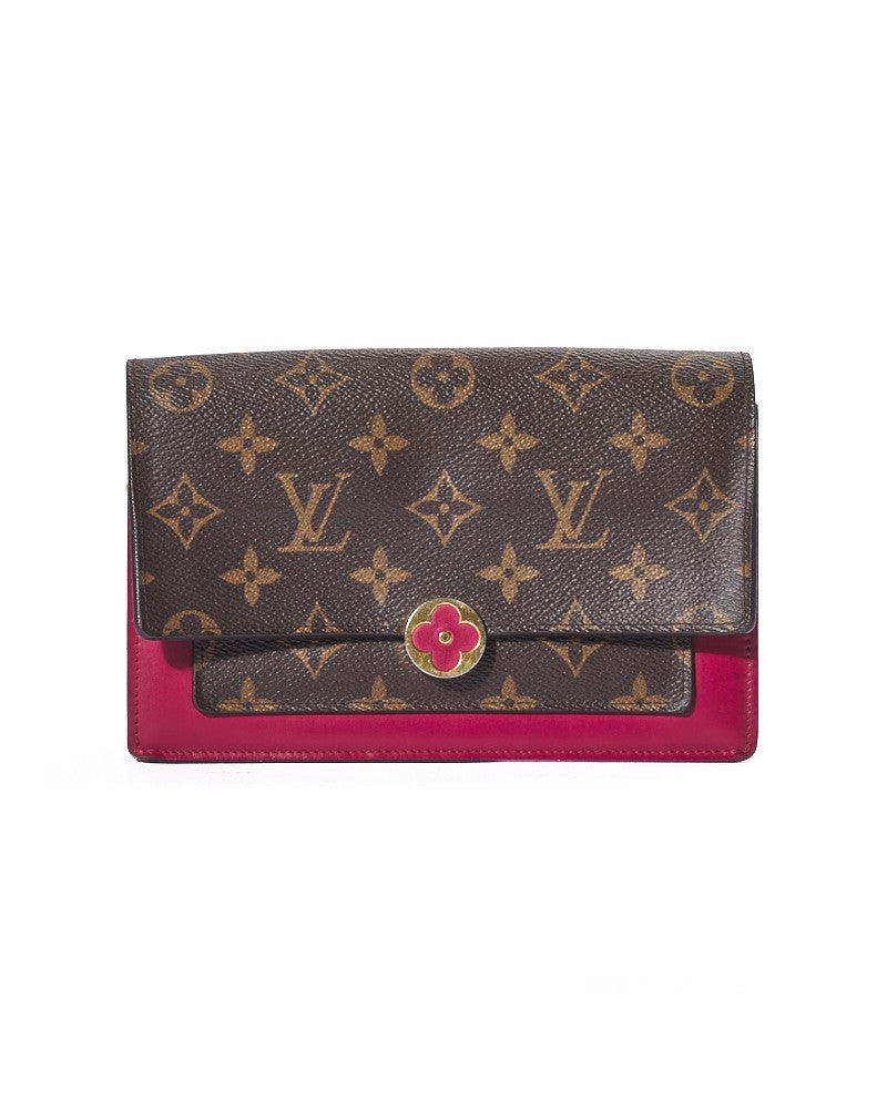 Louis Vuitton Pochette Flore Pm Monogram With Fuchsia Leather Accents