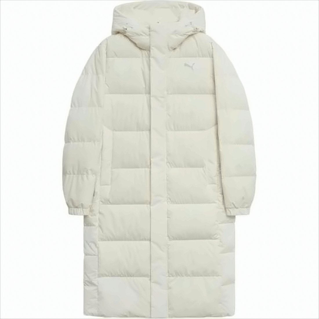 Puma Quilted White Long Padded Coat With Hood