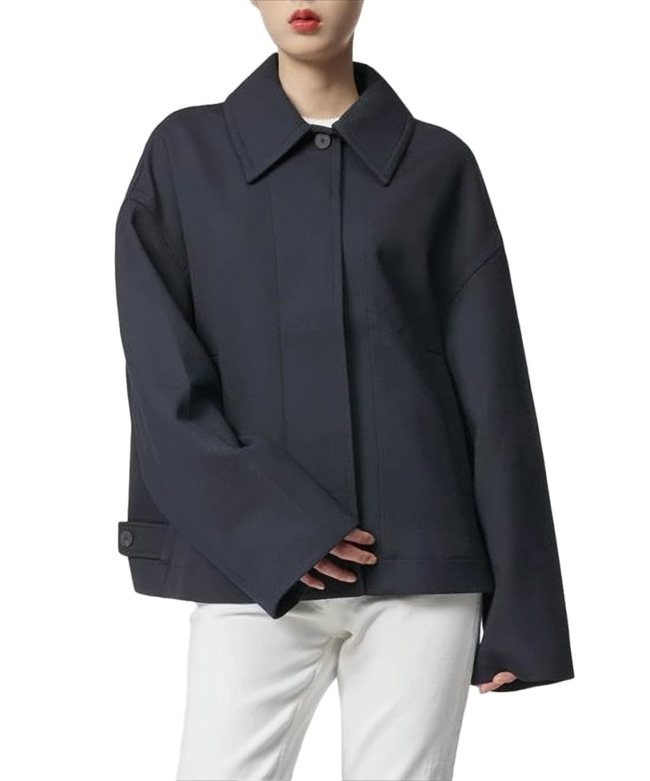 Studio Nicholson Cropped Boxy Jacket With Wide Collar