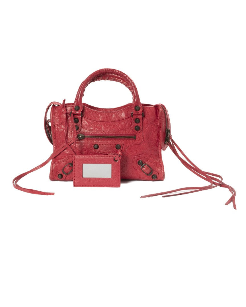 Balenciaga Mini Textured Leather Handbag With Dual Handles