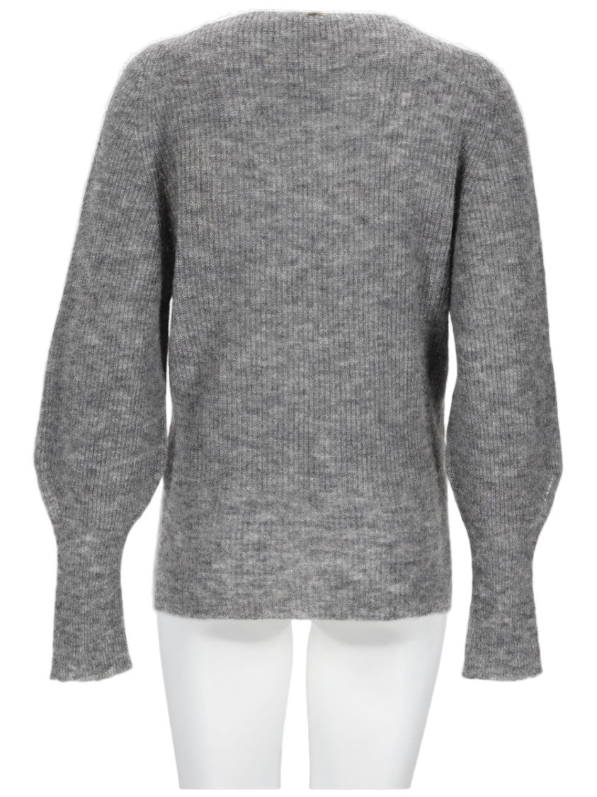 Herno Soft Knit Sweater With Balloon Sleeves And Rounded Neckline